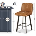 thumbnail image 3 of MultiHaven 26.1-Inch Bar Stools Set of 4,Swivel Counter Height Bar Stool with Back & Metal Legs,Fabric Island Chairs Suitable for Kitchen,Bar,Cafe - Whiskey Brown, 3 of 10