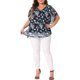 thumbnail image 2 of Blusa de talla grande Agnes Orinda para mujeres, patrón floral, con mangas de murciélago, cubierta de playa, camiseta suelta, 1X, negra, 2 of 6