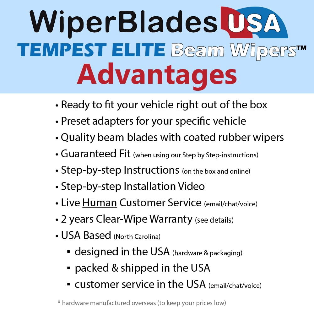 2024 Subaru Crosstrek Beam Wiper Blades Wipers w/2yr Warranty (Set of 2) (WiperBladesUSA)