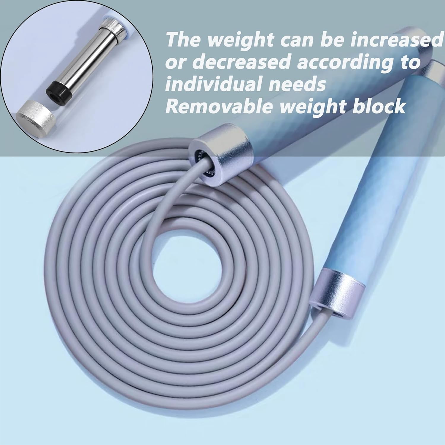 Weighted Jump Rope for Women Men: 10ft Adjustable Length Skipping Rope, Speed Jump Rope with Soft Silicone Grips, Jump Ropes for Fitness, Boxing, Cardio, Crossfit, Workout, 7mm PVC Cord