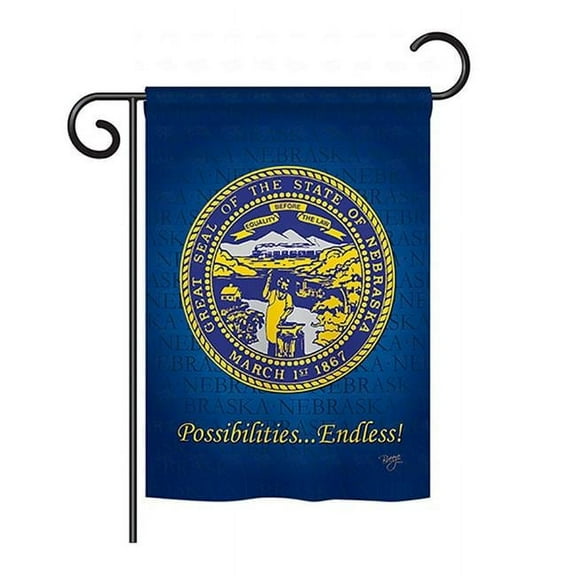 Breeze Decor BD-SS-GS-108144-IP-BO-D-US13-BD 13 x 18.5 in. Nebraska Americana States Impressions Decorative Vertical Double Sided Garden Flag Set with Banner Pole