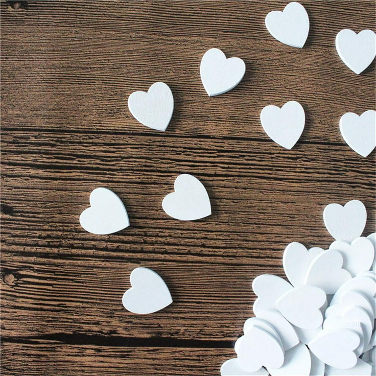 100 Pieces Small White Wooden Heart Shapes Crafts Cut Rustic Heart Wedding  Table Scatter Decoration Crafts 