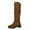 Brown, variant on Lovzfmll Knee High Boots for Women, Round Toe Belt Buckle Western Cowboy Warm Slouch Boots, Chunky Heel Fall Winter Shoes, 5.5, Black
