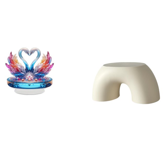 Estatua de escultura de cisne,Escultura de cisne para decoración del hogar Adorno de San Valentín,Estatua de ganso,figura acrílica,artesanía coleccionable,Banco pequeño,Taburete pequeño