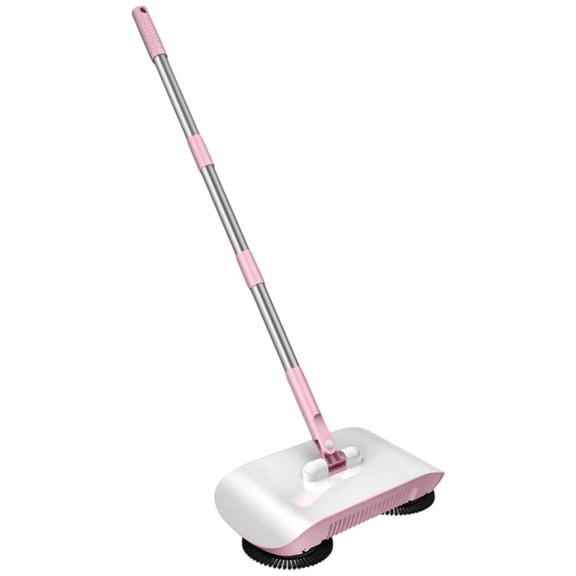 Hand Push Sweeper and Mop 2-in-1, Manual Floor Sweeper with Debris Collection Box and Replacement Cloth for Hardwood, Tile, Laminate and Sealed Hard Floors