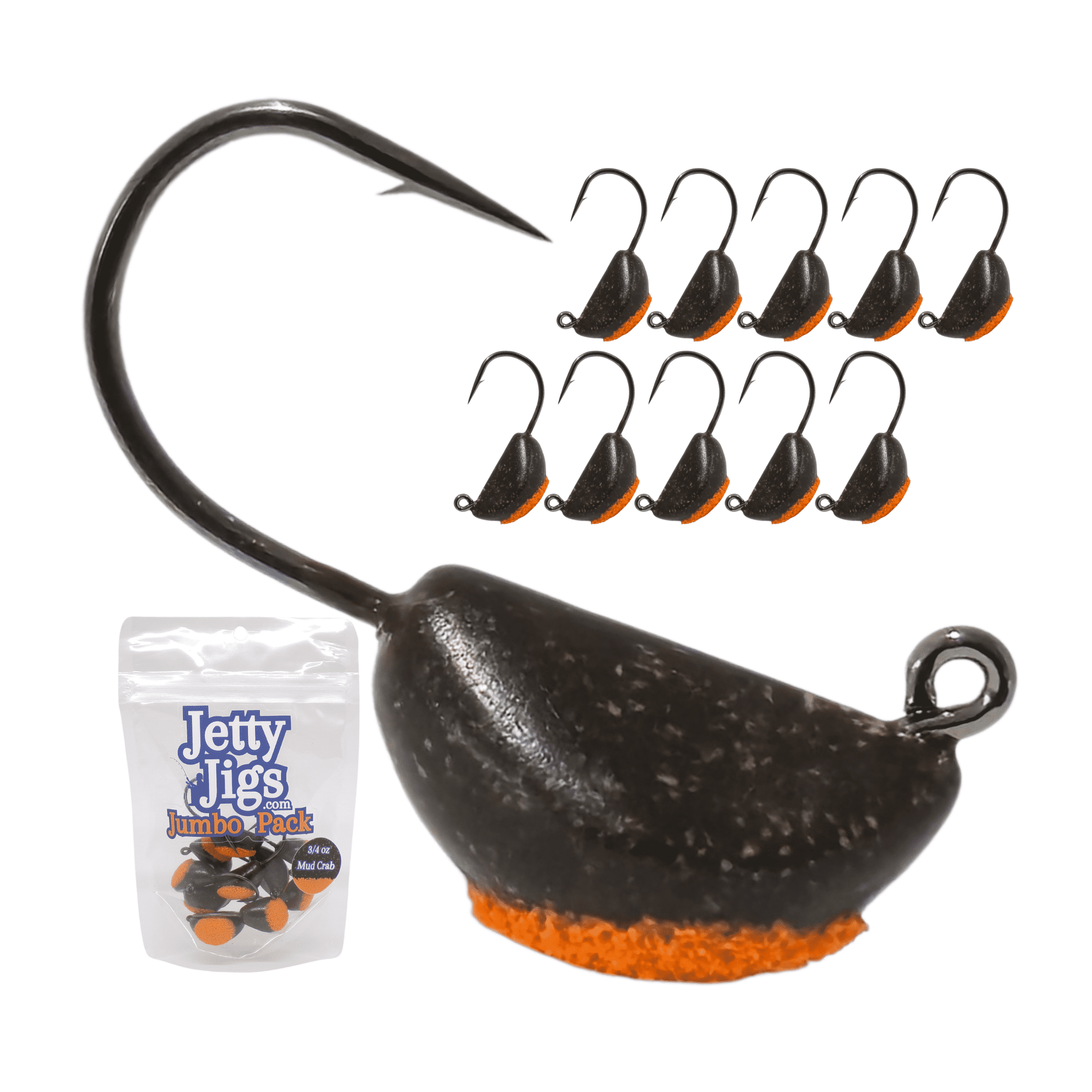 Jetty Jigs Saltwater Jig Heads, 3/4oz, Mud Crab, Jumbo 10 Pack