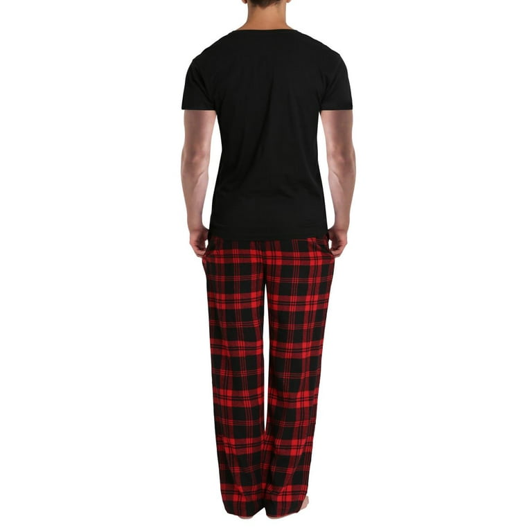SLEEPHERO Men s Sleep Short Sleeve Flannel Pajama Pant Set Walmart