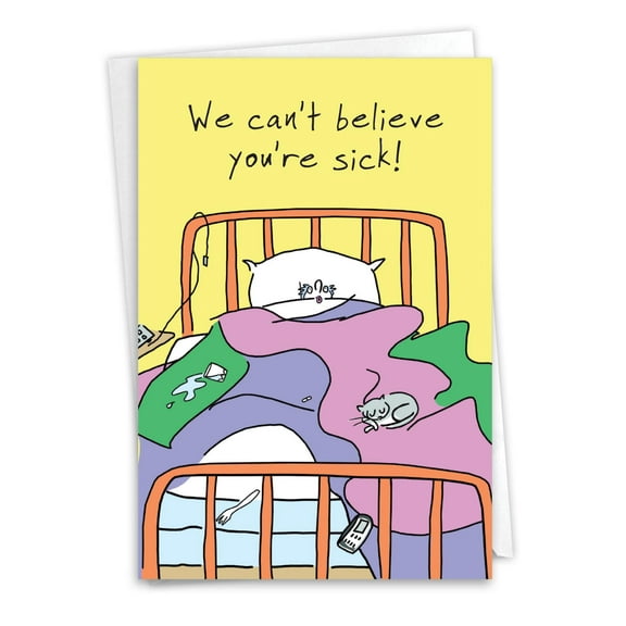 NobleWorks Funny Get Well Greeting Card with 5 x 7 Inch Envelope (1 Card) Bring Note C10881GWG