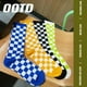 thumbnail image 2 of Xiao Hua 3 pares de calcetines finos de algodón para mujer, suaves y hasta el tobillo (naranja), 2 of 2