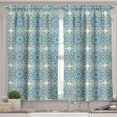 thumbnail image 2 of Ambesonne Blue Mandala Valance & Curtain, Curly Folk Flowers, 55"x24", Ivory and Petrol Blue, 2 of 7