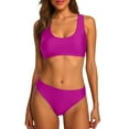 thumbnail image 2 of Two Piece Swimsuit for Women Neck Bikini Crop Top High Cut Womens Bathing Suits Sporty High Waisted Swimwear, 2 of 7