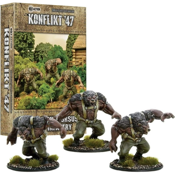 Wargames Delivered - Konflikt '47 Bolt Action Soviet Ursus Infantry 28mm Miniatures, Contain 3 8ft Tall Man/Bear Hybrid Metal Infantry, Digital Bundle - Action Figure Model Kit by Warlord Games