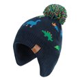 thumbnail image 1 of Gorro para niños, otoño e invierno, protección para las orejas, cómodo y cálido, con diseño de dinosaurio, gorro de lana con forro polar para niños y niñas, 1 of 1