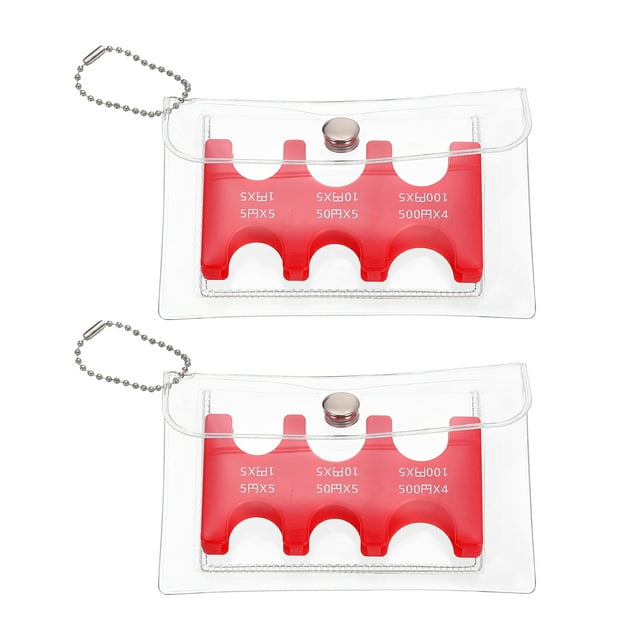 Porte-pièces Japonais, 2 Pcs Distributeur de Pièces JPY Portable 6 Emplacements avec Pack pour Maison Bureau, Rouge