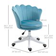 thumbnail image 3 of HOMCOM Mid Back Velvet Office Chair with Swivel Wheels for Study, Blue, 3 of 10