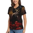 thumbnail image 2 of Vsdgher Elegant Rose Skull Women Shirts V Neck Short Sleeve Tops T-Shirt Basic Tees, S to 3XL3X-Large, 2 of 5