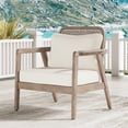 thumbnail image 4 of Patio Furniture: Wood Club Chair With Waterproof Cushion - For Garden, Backyard, Porch, Balcony 400lbs Weight Bearing, Brown Outdoor Water-repellent, Capacity, Cream,, 4 of 6