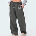 thumbnail image 2 of IWRICH Casual Pants for Women Wide Leg Elastic Waist Drawstring Trousers Workout Joggers Pants with Pockets Dark Gray XXL, 2 of 4