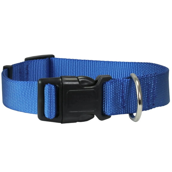 Classic Strong Solid Blue Color Adjustable Quick Release Nylon Dog Collar 3 Sizes