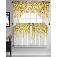 thumbnail image 3 of Yellow Eucalyptus Leaves Kitchen Curtain and Valance Set 3 Pieces,Rod Pocket Short Tier Curtains 24 Inch Length,Spring Floral Summer Botanical Swag Topper Small Window Treatment for Cafe Bathroom, 3 of 6