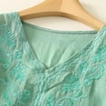 thumbnail image 5 of Youyipin womens tops Floral Embroidery Linen Shirts 3/4 length sleeve womens tops v Neck Babydoll Tops Blouses, 5 of 8