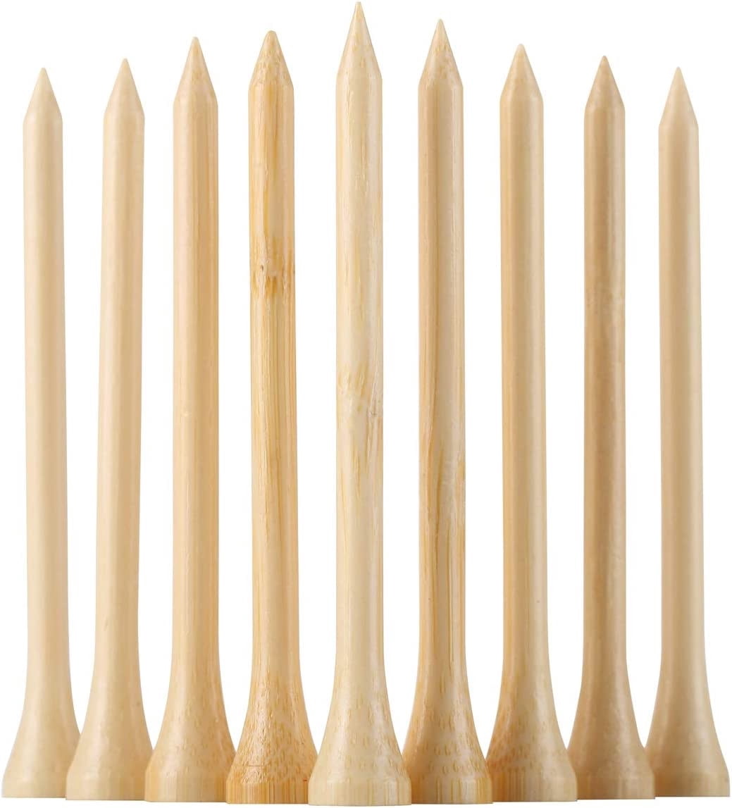 Bamboo Golf Tees 100 PCS, 42mm/54mm/70mm/83mm Length, Durable Golf Tees for Golf Course