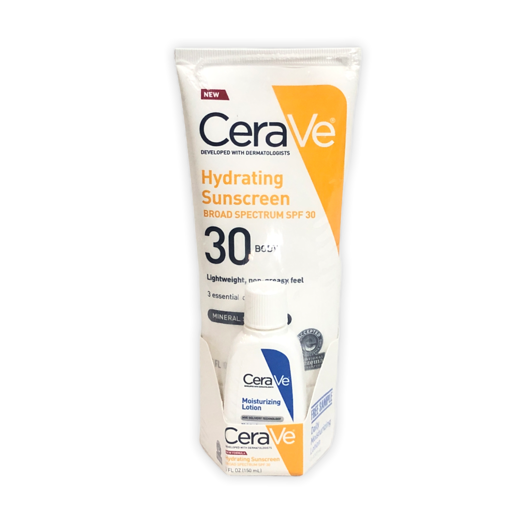 CeraVe Hydrating Mineral Sunscreen Spf 30 Body 5oz with Free Daily