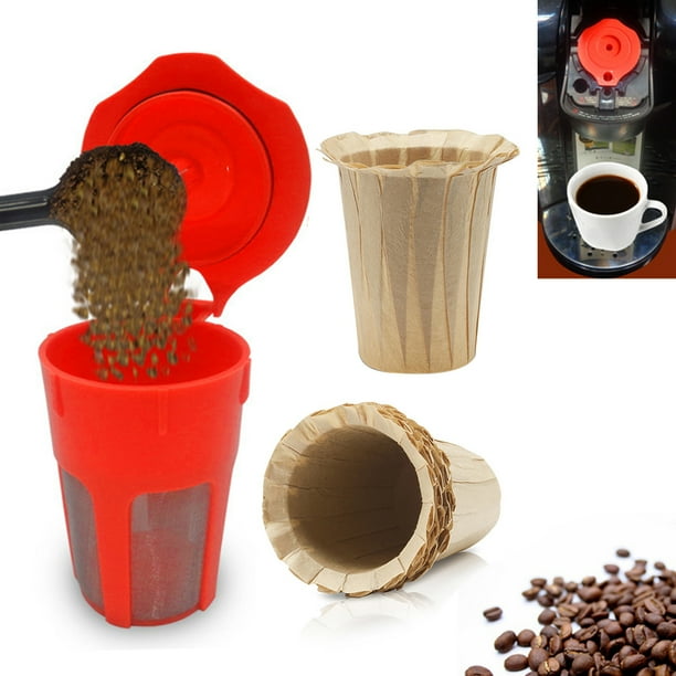 farfi 100Pcs Disposable Coffee Papers Filter with Plastic Filter Cup