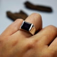 thumbnail image 6 of Square Red Garnet Ring: Sterling Silver Unisex Wedding Band, 6 of 7