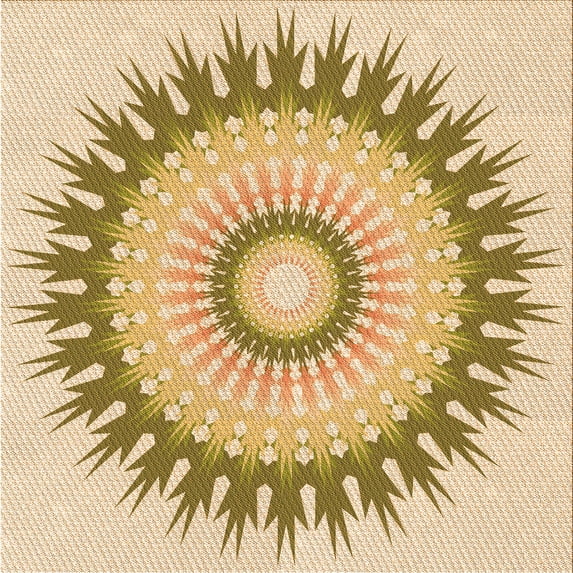 Ahgly Company Machine Washable Indoor Square Transitional Khaki Gold Area Rugs, 6' Square