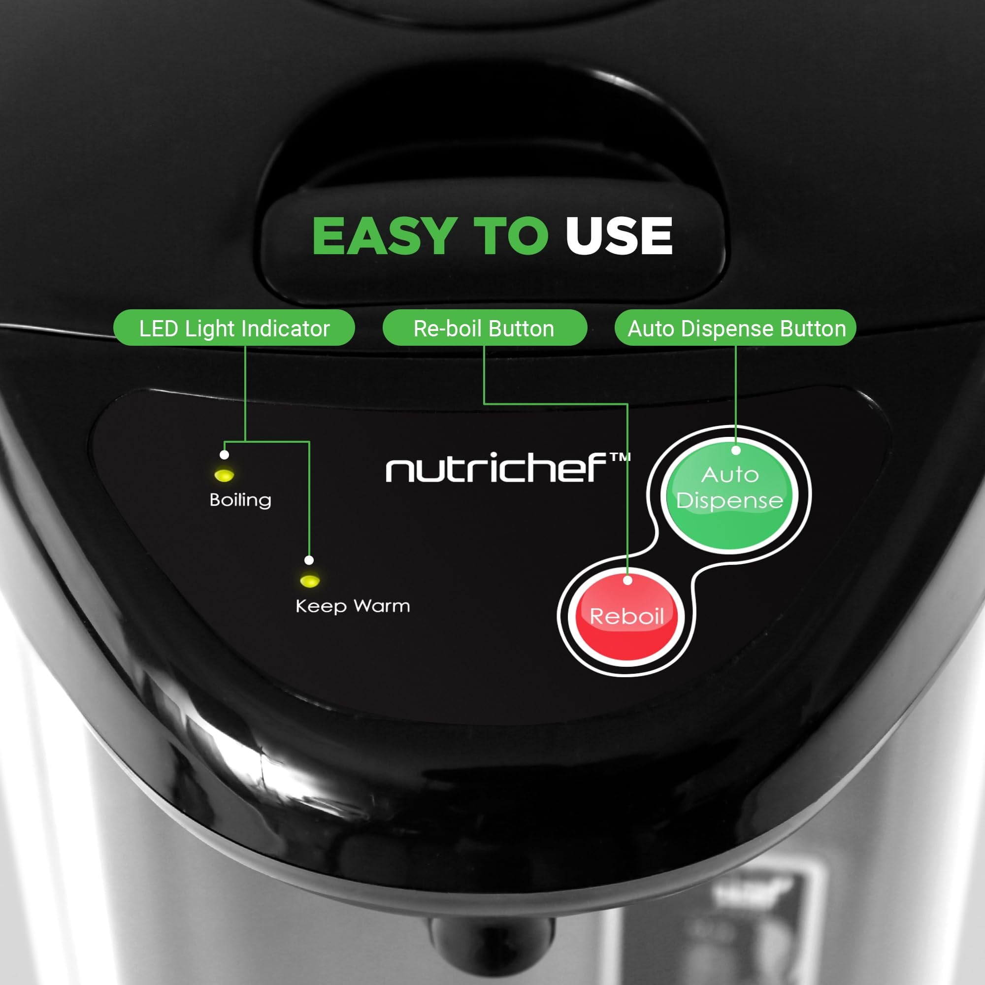 NutriChef 5.2 Qt Electric Water Kettle, Quick Heating, 5 Liter Digital Kettle with 5 Temperature Settings, Safety Lock, Stainless Steel, 3 Dispensing Options, Easy to Clean, 11"x19"x11"