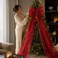 thumbnail image 5 of Pearlescent Oversized Christmas Tree Topper Bow with Long Flowing Ribbon for Modern Holiday Decor, 5 of 5