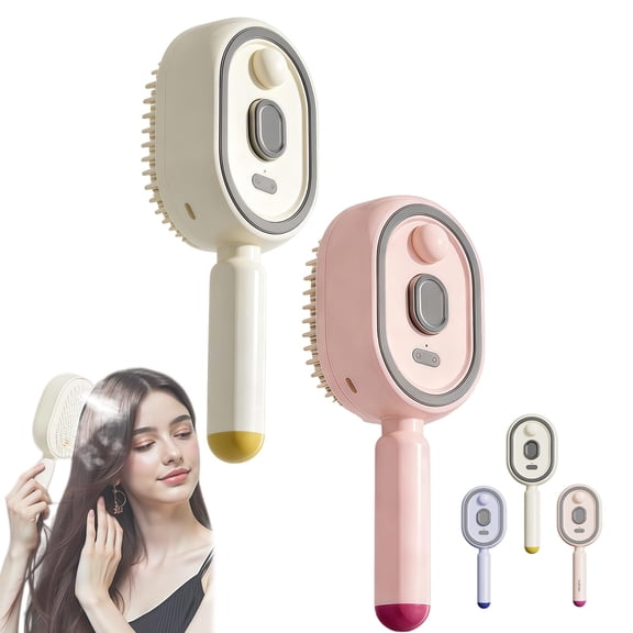 Electric Spray Air Cushion Massage Comb, Red Light Vibration Mist Hair Brush for Detangling, Frizz Control and Scalp Care