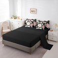 thumbnail image 5 of Manfei Retro Peony Twin Bedding Sets 7-Piece for Women Girls, Vintage Blossoms Bedding Comforter Set, Tropical Floral Sheet Sets, Pink Black Beige Bedroom Decor, 5 of 8