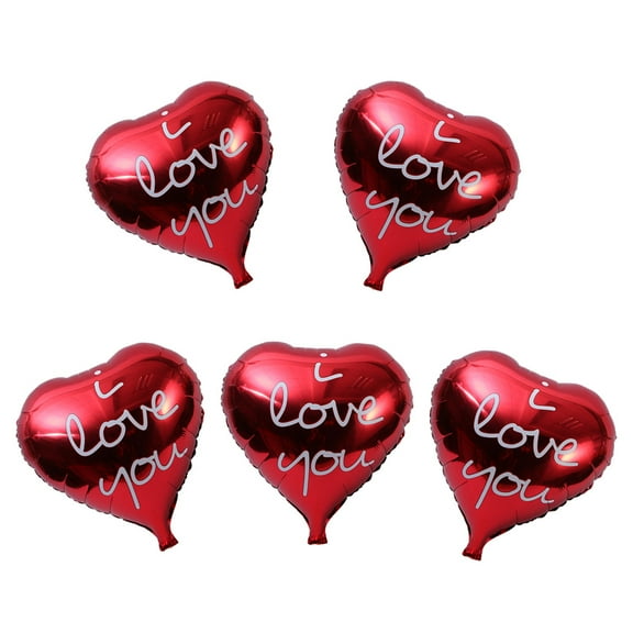 WHAMVOX  5 Pcs Romantic Balloons Wedding Aluminum Foil Heart Love You Red