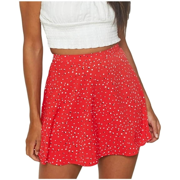 Herrnalise Women's Basic Versatile Stretchy Women Fashion Floral High Waist Mini Skirt Chiffon Zipper A-Line Short Skirt