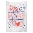 thumbnail image 3 of Ambesonne Valentines Day Tablecloth Rectangular Table Cover, Xoxo Game with Lips, 60"x84", Blue Red and White, 3 of 4
