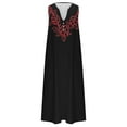 thumbnail image 4 of Viikei Women's Summer Dress Casual Short Sleeve Crew Neck Dress,New Women's V-neck Button Button Sleeveless Printed Long Dress Black XL, 4 of 4