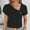 Black, variant on OKBOP Plus Size Tops for Women Short Sleeve Blue V-Neck Button Solid T-Shirts Womens Shirts for Summer