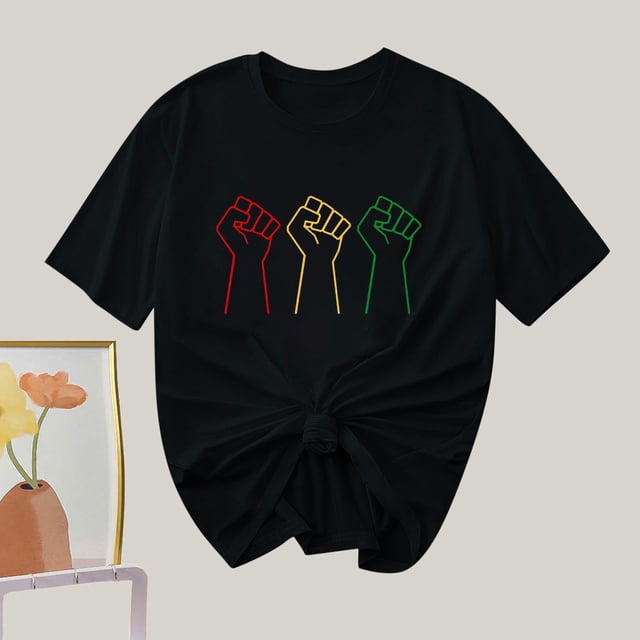 Puntoco Liquidación de camisetas cortas para mujer, camiseta de manga corta con cuello redondo y estampado informal a la moda para mujer
