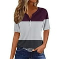 thumbnail image 2 of YHAJDS Short Sleeve Shirts for Women V Neck Button Down Casual Print Top Blouse Spring Summer Daily Wear, 2 of 5