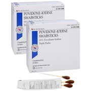 Henry Schein Prep Povidone-Iodine Swabsticks, Individually Packed, Sterile, 10% Povidone-Iodine Cotton Swabs, 25 Count (Pack of 2)