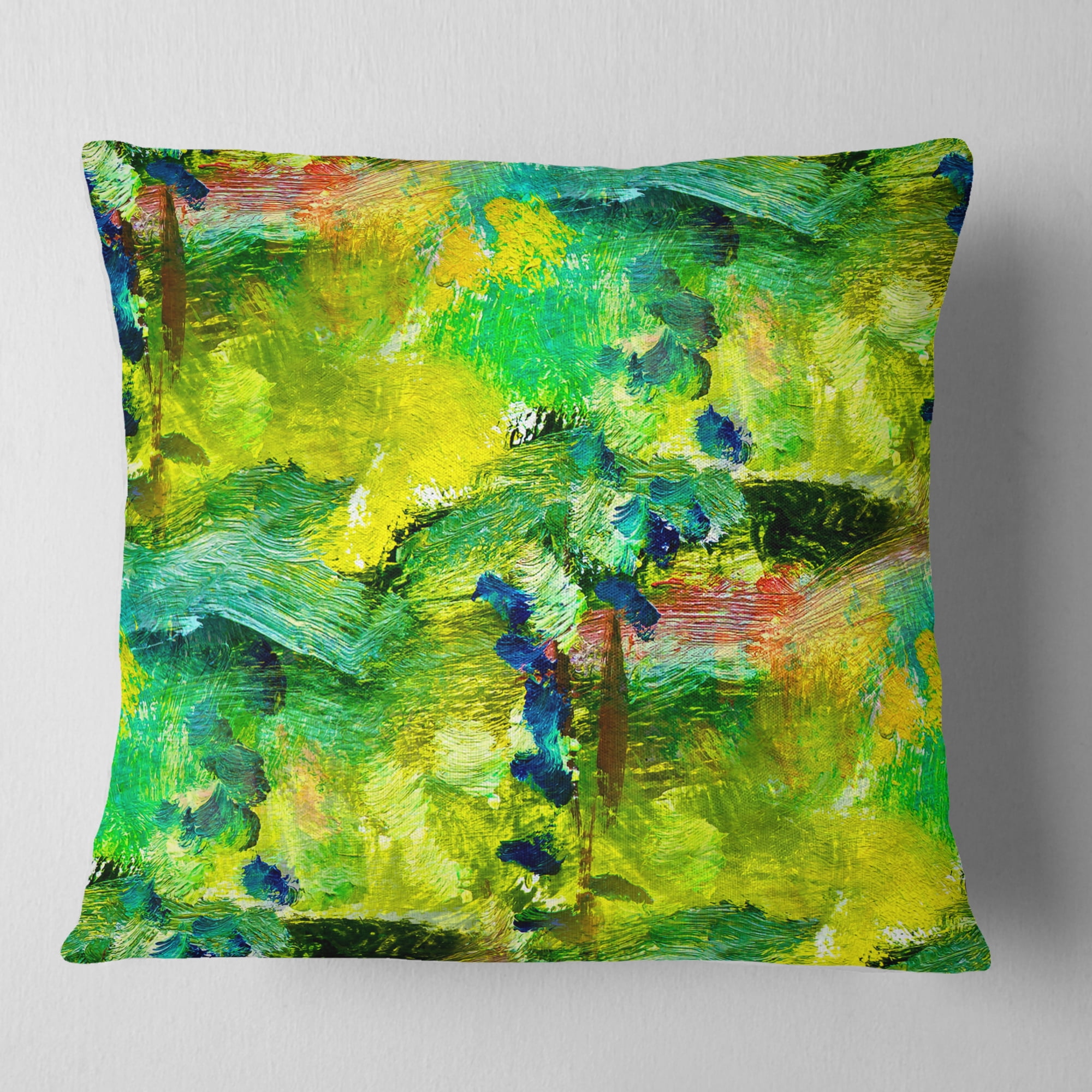 Designart Africa Green Texture - Abstract Throw Pillow - 16x16