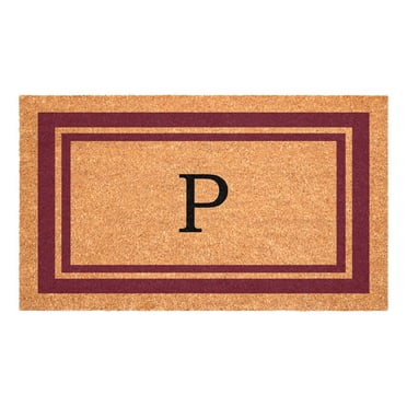 Burgundy Border Monogram Doormat (Letter P)