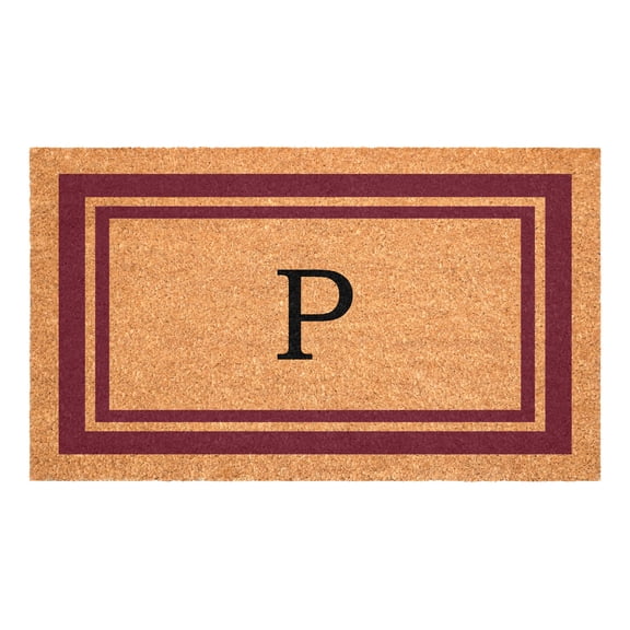 Burgundy Border Monogram Doormat (Letter P)