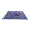 thumbnail image 2 of Ahgly Company Machine Washable Indoor Square Abstract Blue Modern Area Rugs, 4' Square, 2 of 4