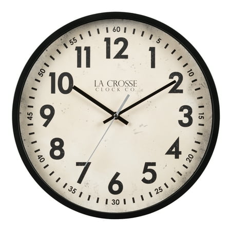 La Crosse Clock 14-inch Black Ellis Quartz Analog Wall Clock, 404-3036B