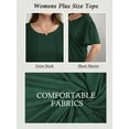 thumbnail image 4 of LANREMON Womens Tops Plus Size Short Sleeve Tops Summer Loose Basic Scoop Neck Cotton Top for Women for Ladies Women Shirts Dark Green 4XL, 4 of 8