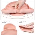 thumbnail image 4 of Non-Slip Silicone Plate Bowl Suction Cup Silicone Tableware with Compartments Dishwasher and Microwave Safe (Pink), 4 of 5
