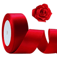 thumbnail image 1 of Red Ribbon 1 1/2Inch, 25 Yards Satin Craft Ribbon, Single Face Polyester Silk Hair Ribbon, Fabric Ribbon for Bouquets, 1 of 7